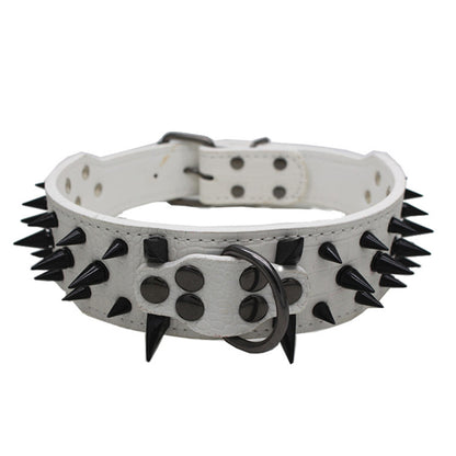 Large Dog Collar – Explosion-Proof, Bite-Proof PU Leather with Rivets