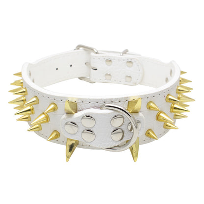Large Dog Collar – Explosion-Proof, Bite-Proof PU Leather with Rivets