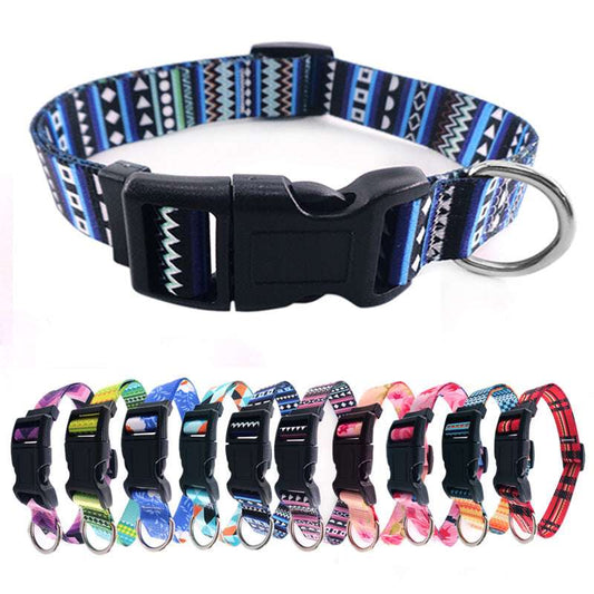 Bohemian design dog collar with bandana