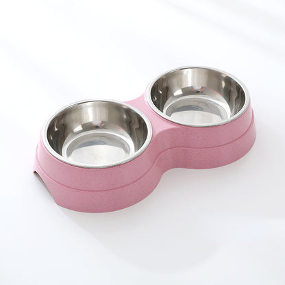 Double Pet Bowls – Stainless Steel Dog & Cat Food Water Feeder | PetsDrift