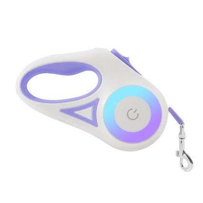 retractable dog leash with built-in LED light and collar