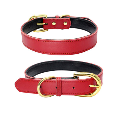 Cowhide leather dog collar with metal buckle