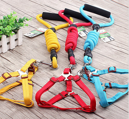 dog chain leash with collar and chest harness