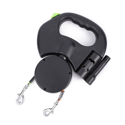 dual retractable dog leash with flashlight