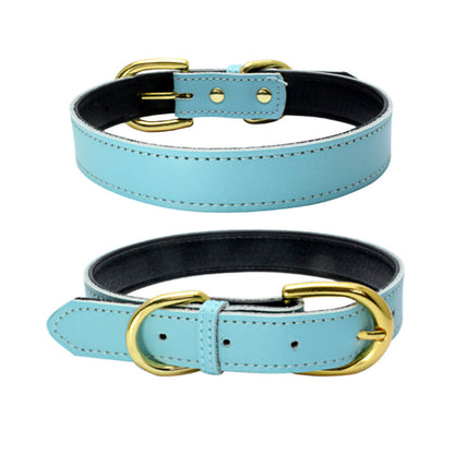 Cowhide leather dog collar with metal buckle