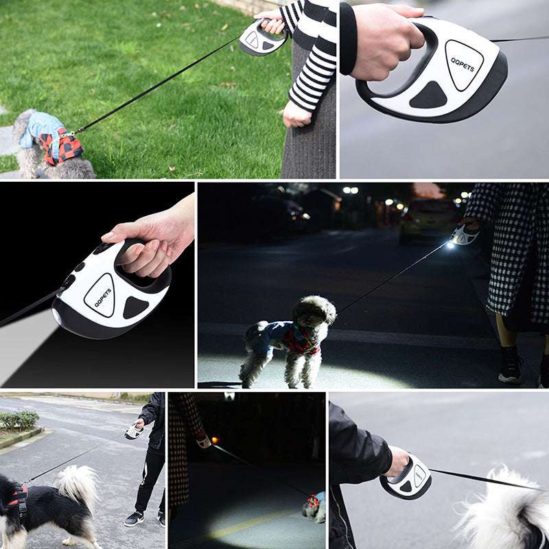 LED Retractable Dog Leash – Night Safety Fiber Leash for Dogs & Puppies