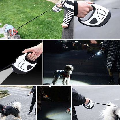 LED Retractable Dog Leash – Night Safety Fiber Leash for Dogs & Puppies
