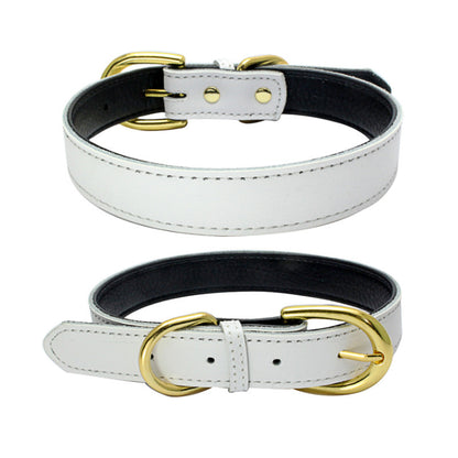 Cowhide leather dog collar with metal buckle
