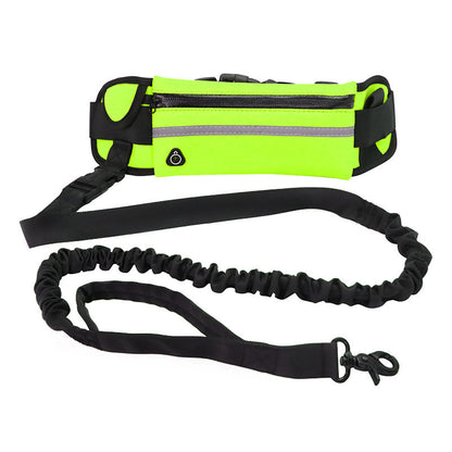 hands free dog leash belt with phone and bottle holder
