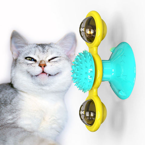Cat Rotating Windmill Multi-Function Toy – Luminous Ball & Catnip Play | PetsDrift