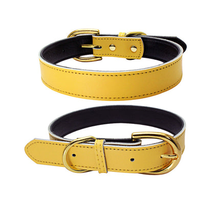 Cowhide leather dog collar with metal buckle