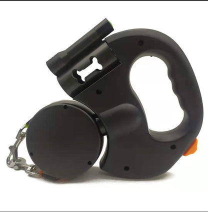dual retractable dog leash with flashlight