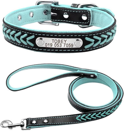 Engraving Anti-Lost Dog Tag Collar – Personalized Leather Puppy Collar