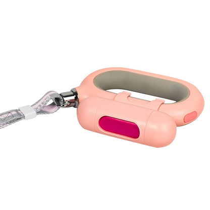 A white and gray dog walking rope collar with a Bluetooth connection, designed for medium-sized pets.