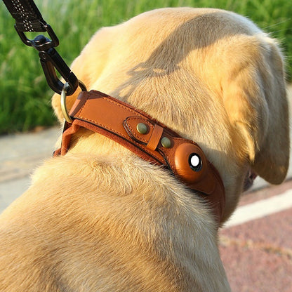 Leather GPS Dog Collar – Tracker-Ready Pet Collar for Apple AirTag