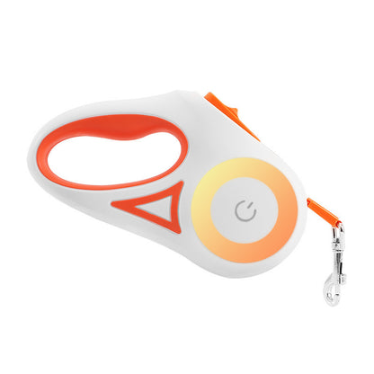 retractable dog leash with built-in LED light and collar
