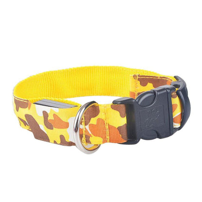 Camouflage Luminous Dog Collar – USB LED Light-Up Nylon Pet Collar for Night Safety