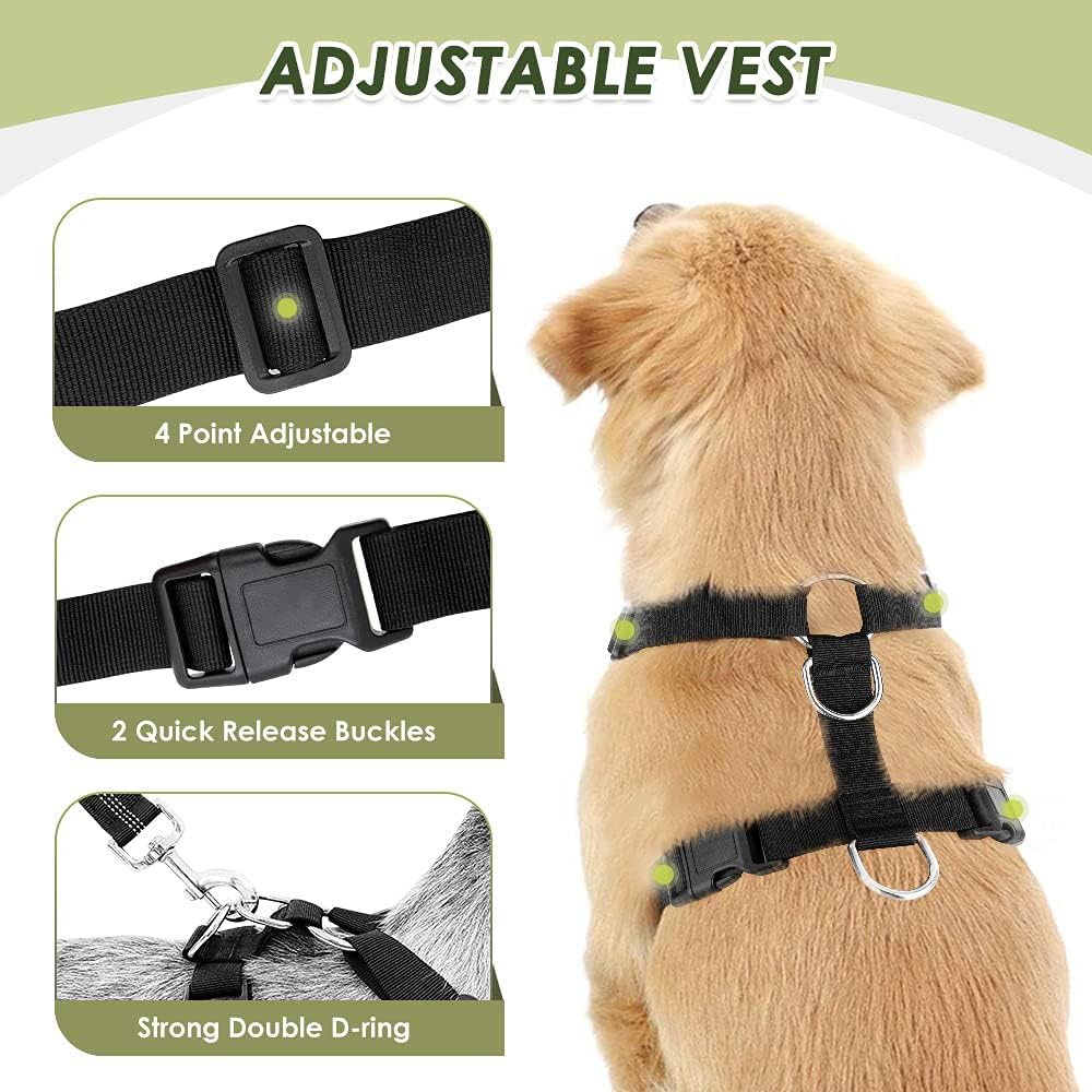 SlowTon Adjustable Dog Car Harness – Breathable Mesh Seat Belt with Elastic Bungee for Small & Medium Dogs