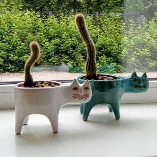 Cute Cat Tail Flower Pot Ceramic Personality Creativity