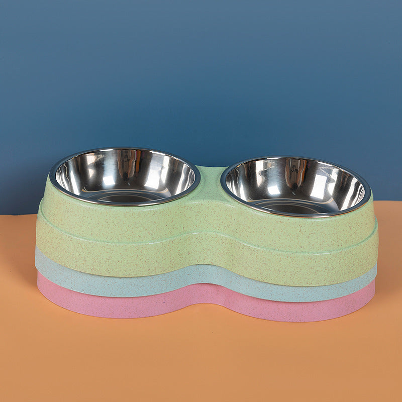 Double Pet Bowls – Stainless Steel Dog & Cat Food Water Feeder | PetsDrift