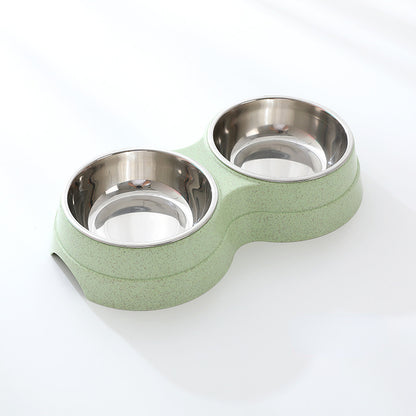 Double Pet Bowls – Stainless Steel Dog & Cat Food Water Feeder | PetsDrift