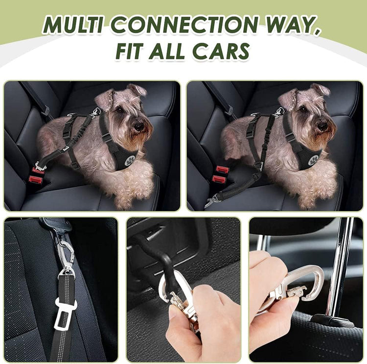 SlowTon Adjustable Dog Car Harness – Breathable Mesh Seat Belt with Elastic Bungee for Small & Medium Dogs