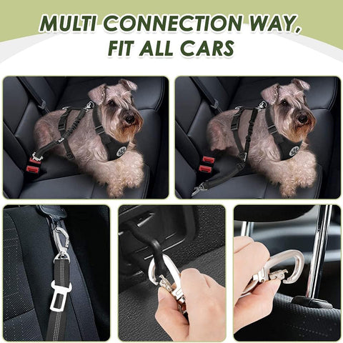 SlowTon Adjustable Dog Car Harness – Breathable Mesh Seat Belt with Elastic Bungee for Small & Medium Dogs