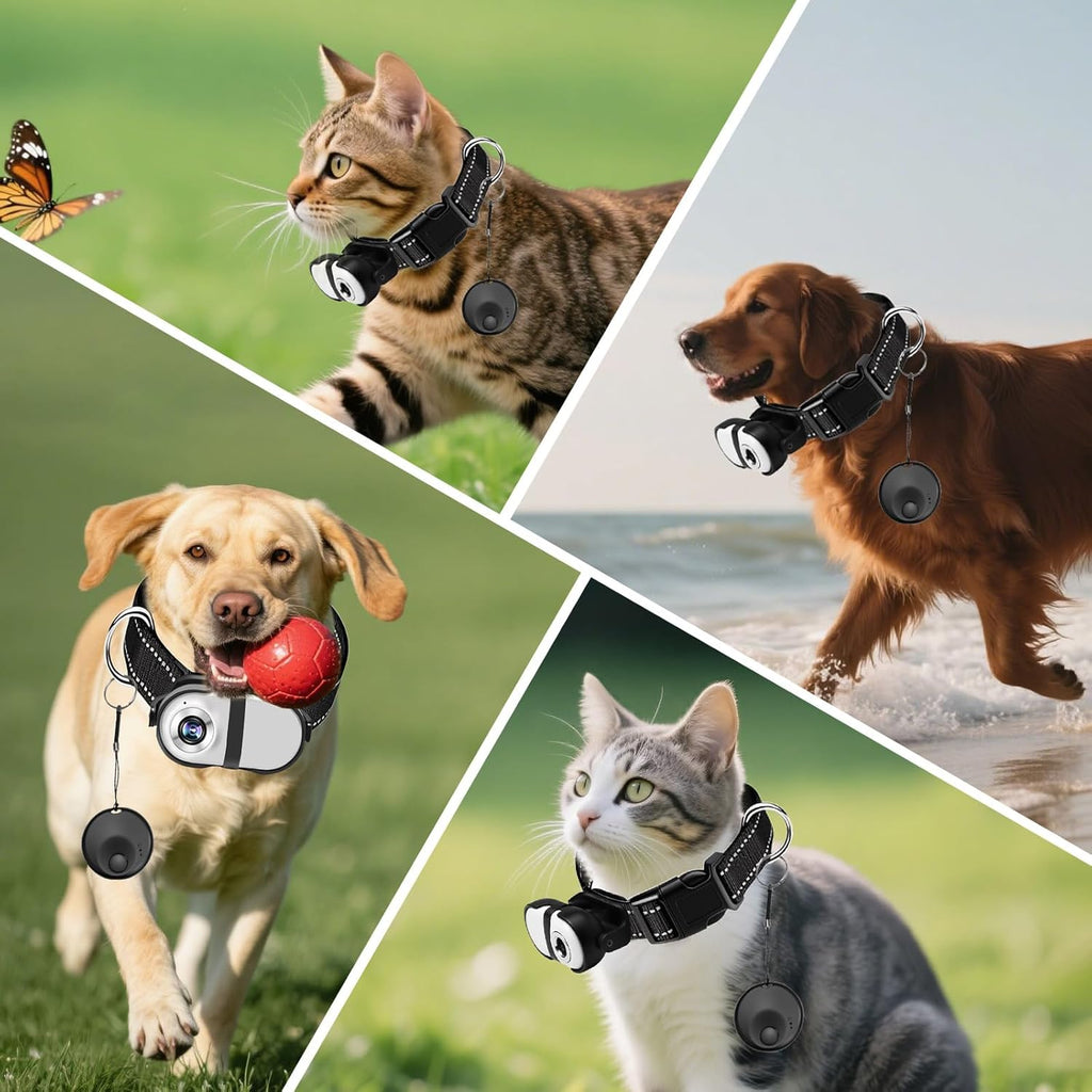 PRRPRR Pet Camera Collar – 1080P HD Wireless Dog Neck Cam with Air Tracker, 32GB Storage, No WiFi Required