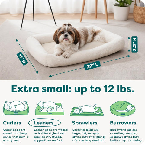 FurHaven Dog & Cat Bed – Extra Small Bolster Crate Pad with Soft Supportive Base, Machine Washable