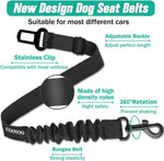 COOYOO Adjustable Dog Seat Belt – Heavy-Duty Retractable Nylon Car Harness for Pet Safety