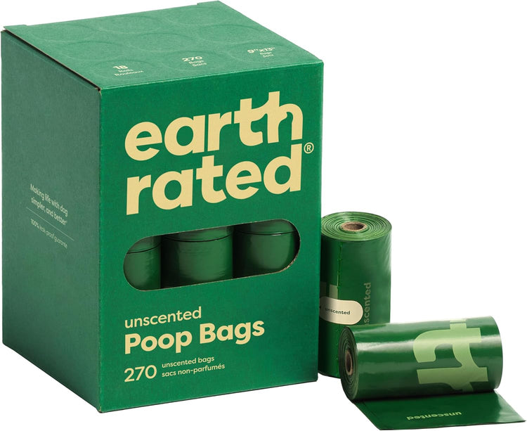Earth Rated Dog Poop Bags – Leak-Proof, Extra Thick, Unscented Refill Rolls (270 Bags) 🐶