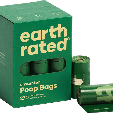Earth Rated Dog Poop Bags – Leak-Proof, Extra Thick, Unscented Refill Rolls (270 Bags) 🐶