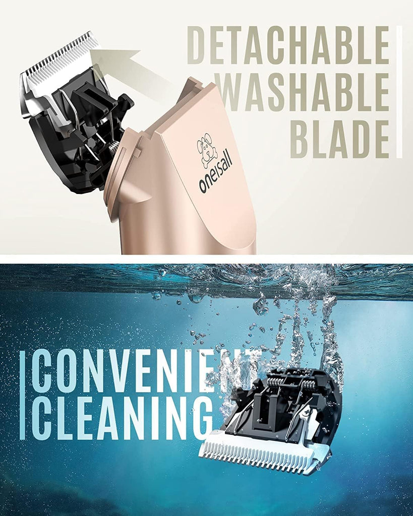 oneisall Quiet Dog Clipper – Cordless Rechargeable Pet Grooming Kit for Dogs & Cats (Gold)