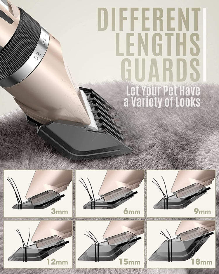 oneisall Quiet Dog Clipper – Cordless Rechargeable Pet Grooming Kit for Dogs & Cats (Gold)