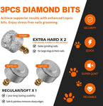 Silent Dog Nail Grinder with LED Light – Safe & Stress-Free Grooming for All Breeds & Sizes, 3 Grinding Bits, 2-Speed Rechargeable Pet Nail Trimmer Kit