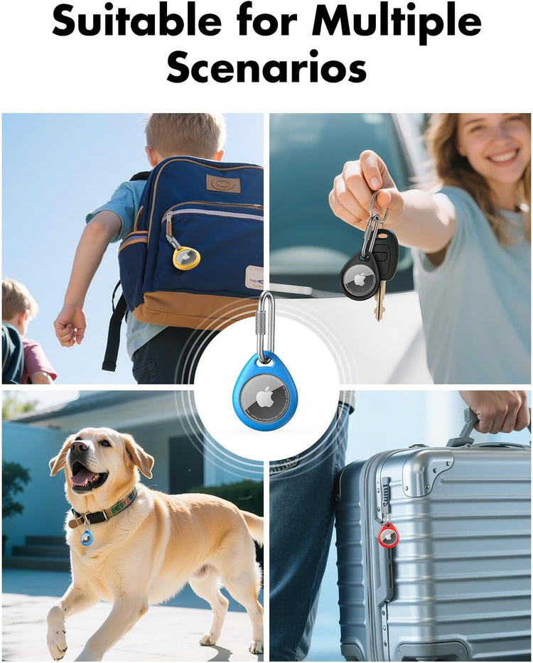 UNBREAKcable AirTag Holder – 4 Pack Waterproof & Shockproof TPU Case with Carabiner