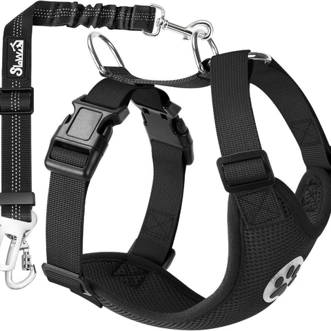 SlowTon Adjustable Dog Car Harness – Breathable Mesh Seat Belt with Elastic Bungee for Small & Medium Dogs