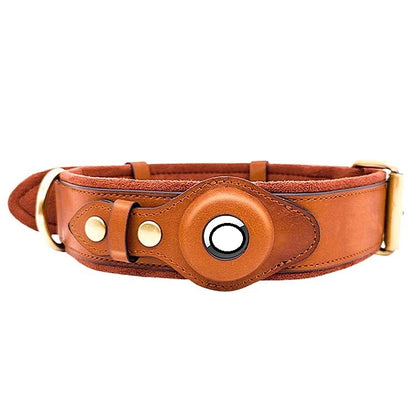 Leather GPS Dog Collar – Tracker-Ready Pet Collar for Apple AirTag