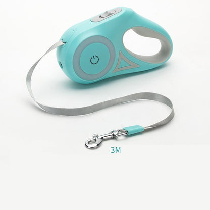 retractable dog leash with built-in LED light and collar