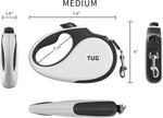 TUG 360° Retractable Dog Leash – 16ft Tangle-Free Nylon Tape with One-Handed Brake & Lock (Medium, White)