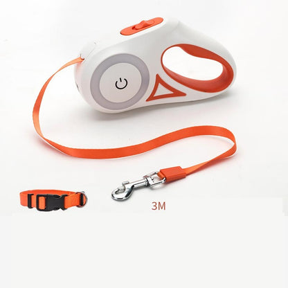 retractable dog leash with built-in LED light and collar
