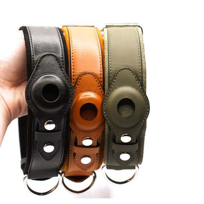 Leather GPS Dog Collar – Tracker-Ready Pet Collar for Apple AirTag