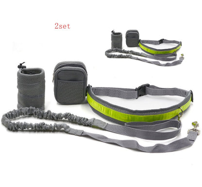black hands-free dog leash with storage bag