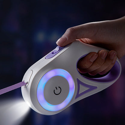retractable dog leash with built-in LED light and collar