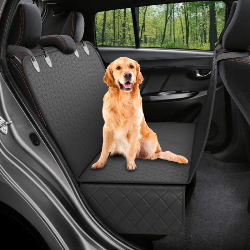 Back Seat Protector for Dogs – Waterproof Dog Car Seat Cover with Mesh View, Zippered Sides & Safety Hammock