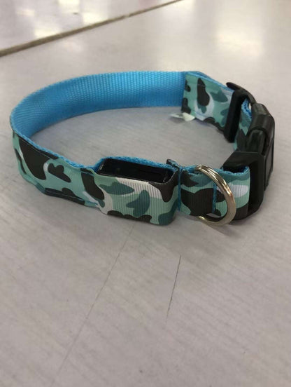 Camouflage Luminous Dog Collar – USB LED Light-Up Nylon Pet Collar for Night Safety