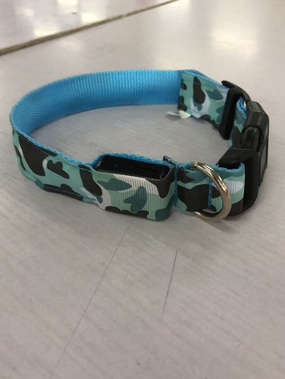 Camouflage Luminous Dog Collar – USB LED Light-Up Nylon Pet Collar for Night Safety