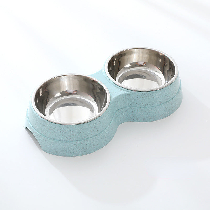 Double Pet Bowls – Stainless Steel Dog & Cat Food Water Feeder | PetsDrift