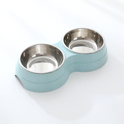 Double Pet Bowls – Stainless Steel Dog & Cat Food Water Feeder | PetsDrift