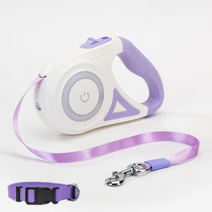 retractable dog leash with built-in LED light and collar